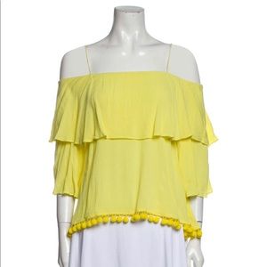 Alice + Olivia yellow off the shoulder top